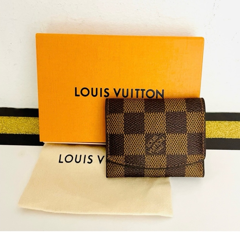 Authentic Louis Vuitton NEW cufflinks case damier ebene leather with box